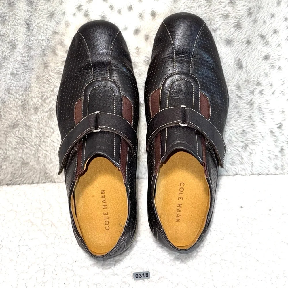 Cole Haan Estadio Strap Slip-On Sneakers Dark Brown Leather Men’s Sz 9M
